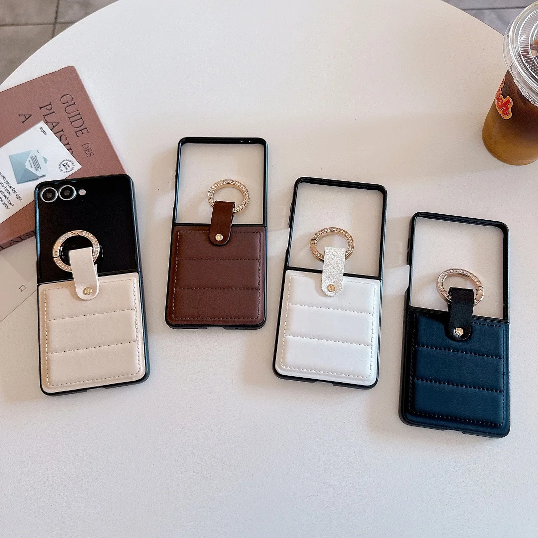 

Luxury 3D Leather Case for Samsung Galaxy Z Flip7 Flip5 Flip6 Shell Cover Z Flip4 Z Flip 5 Z Flip 6 Z Flip 7 With Ring Holder