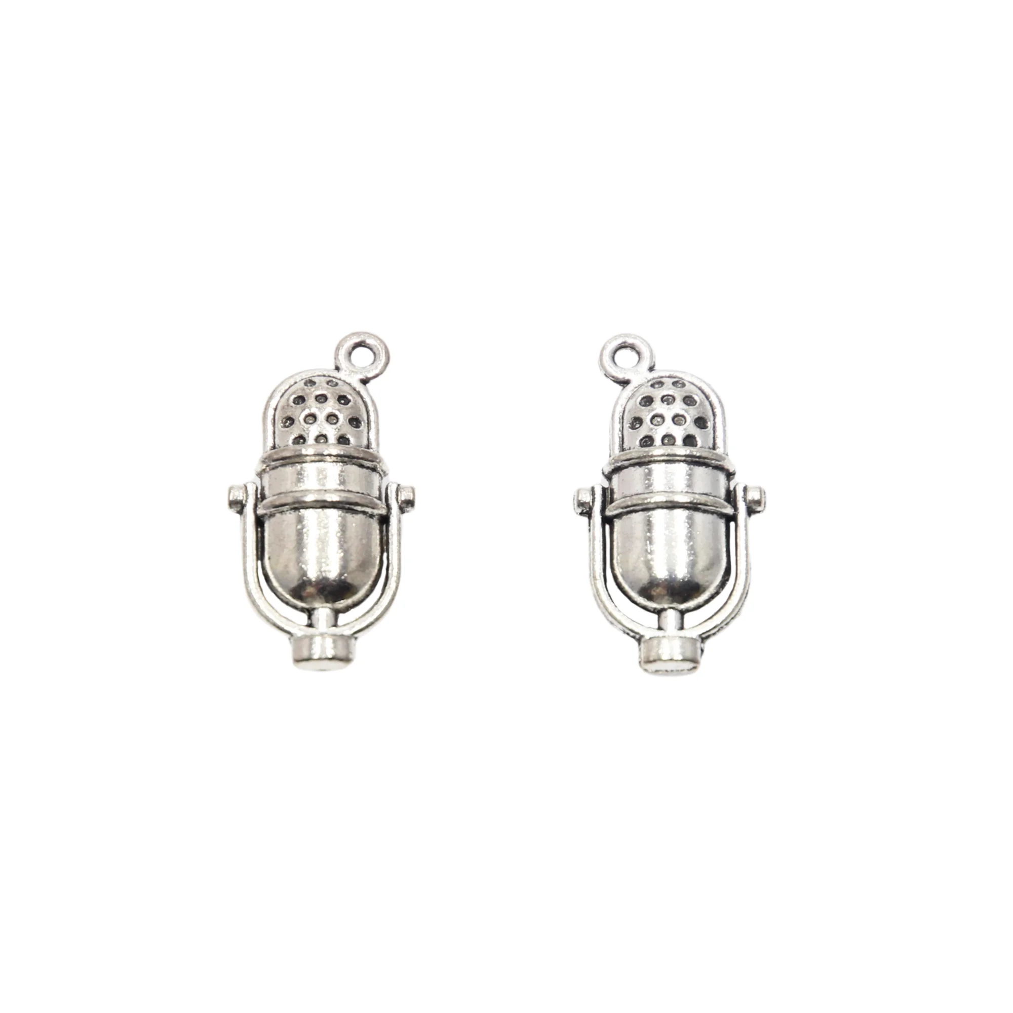 10pcs Microphone Charms Antique Tibetan Silver Tone Zinc Alloy 27*13mm