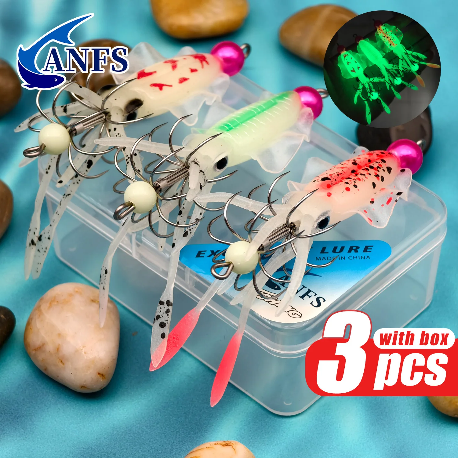 مجموعة طُعم الحبار مكونة من 3 قطع من ANFS - مثالية للصيد الليلي، وطُعم صيد الحبار، وهدية صيد مذهلة للصياد. #3