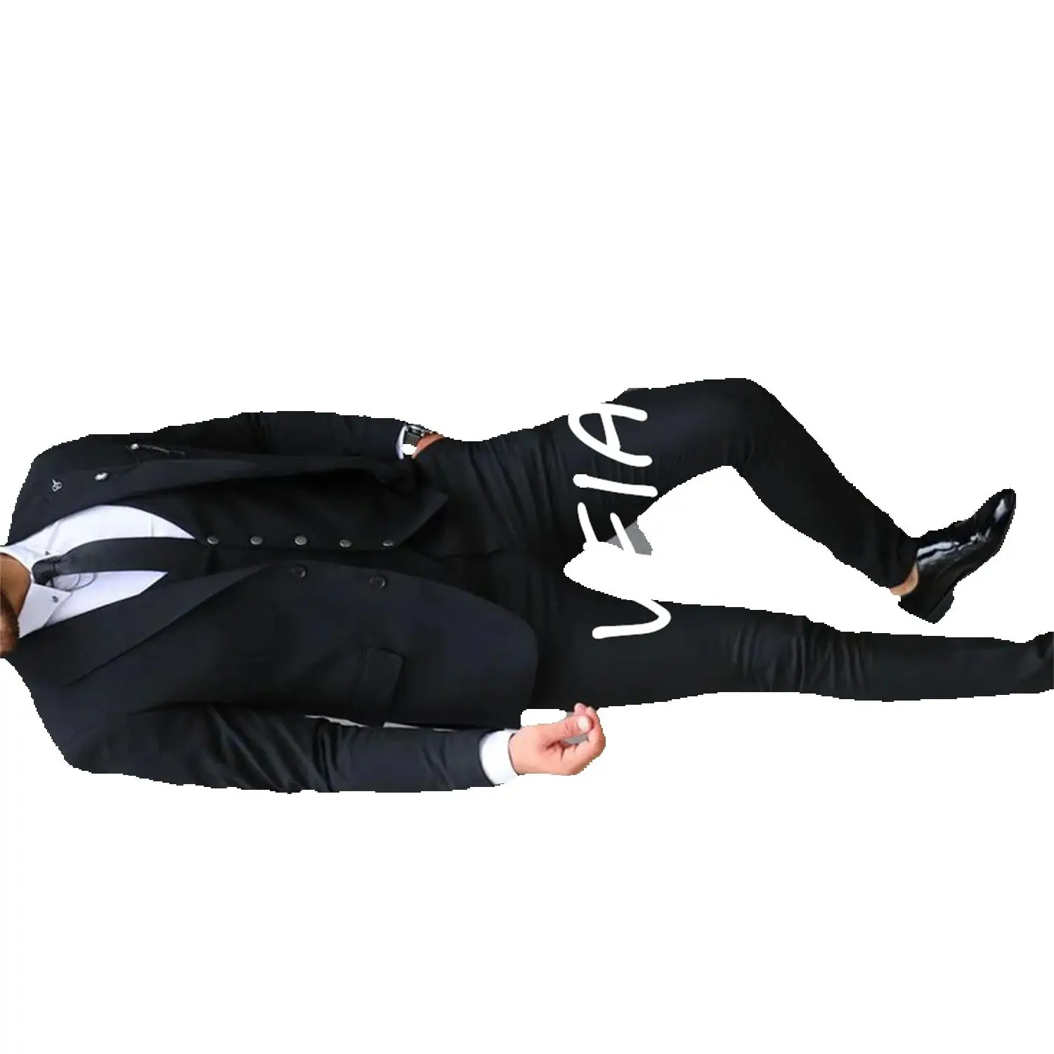 

Customized Navy Blue Stripes Double Breasted Suits Men 2 Pieces Slim Fit Men's Wedding Suits Blazer Groom Tuxedo Jacket with Pan