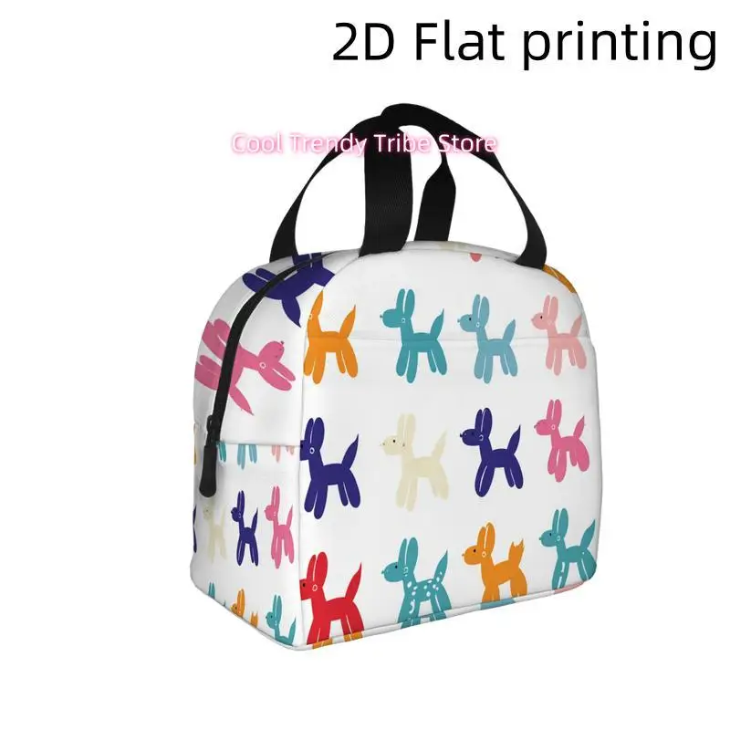 1pc, Vibrant Balloon Dogs in Different Colors Against a White Backdrop. Printed Insulated Cooler Bag - Reusable And Portable for