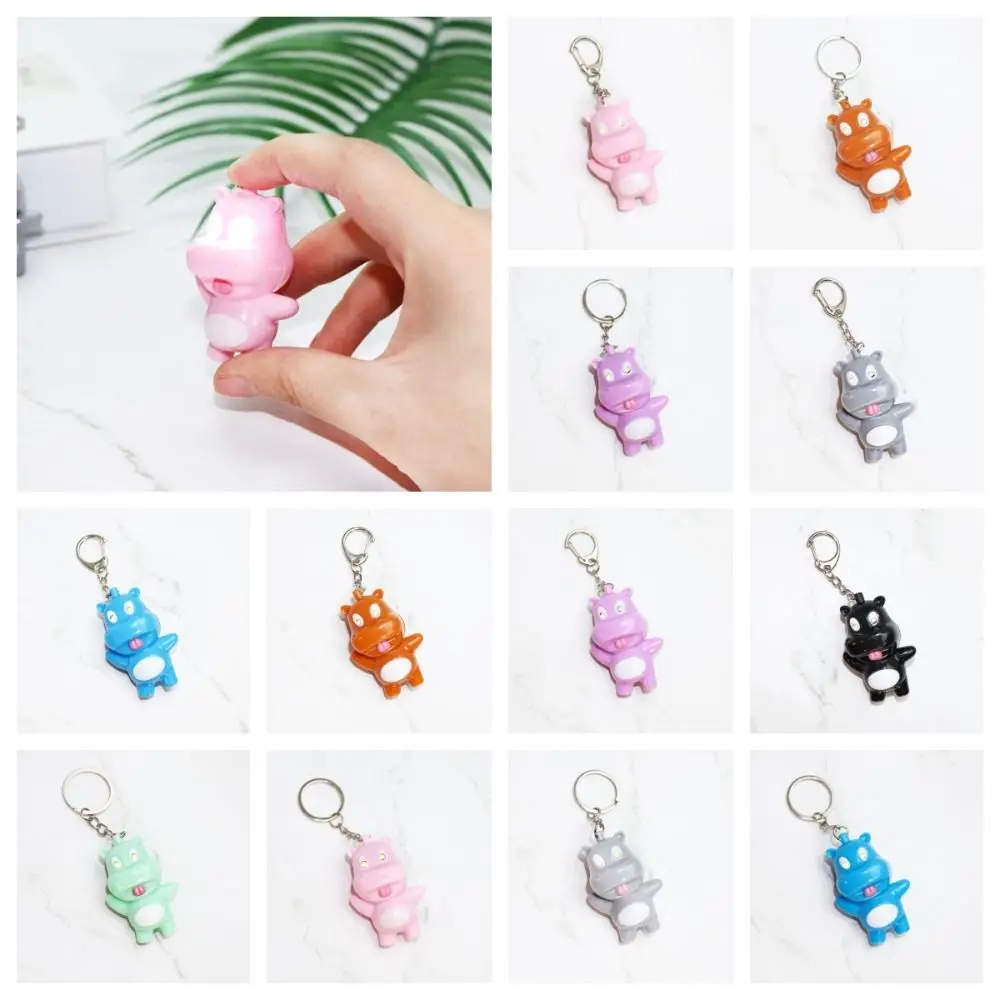 Portable Mini Moo Deng Key Ring Anti-loss Luminiferous Bouncing Pig Mu Dang Doll Waterproof Thai Style Dwarf Hippo Pendant Gift