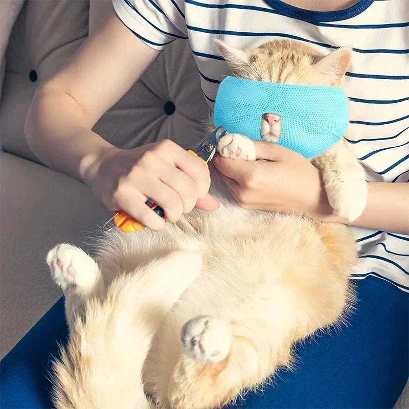 Breathable Cat Muzzle Anti Biting Chewing Pet Grooming Supplies Kitten Bathing Bag Bathing Mask Colorful Cat Mouth Guard Muzzle