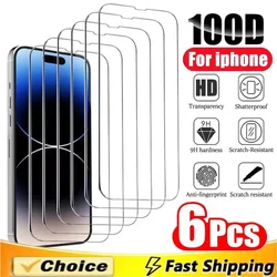 6PCS Tempered Glass for iPhone 11 12 13 13 14 16 Pro Max Mini Plus Screen Protector for iPhone X XR XS Max 7 8 6 SE 2020 2022