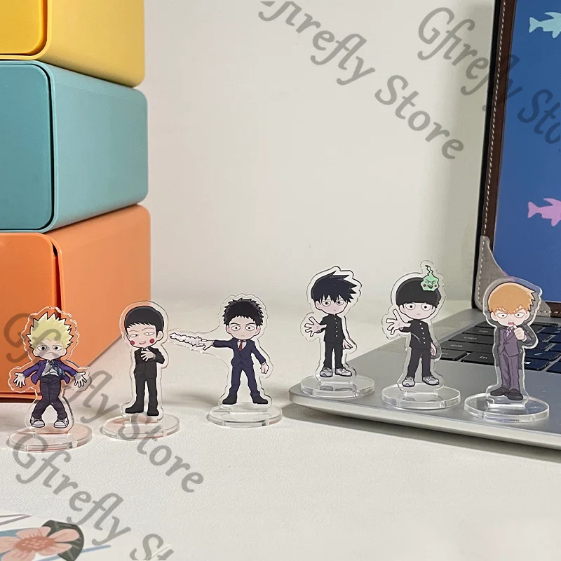 

Mob Psycho 100 Cosplay Kageyama Shigeo Reigen Arataka Dimple Ritsu Anime Standing Plate Ornaments Mini Decoration
