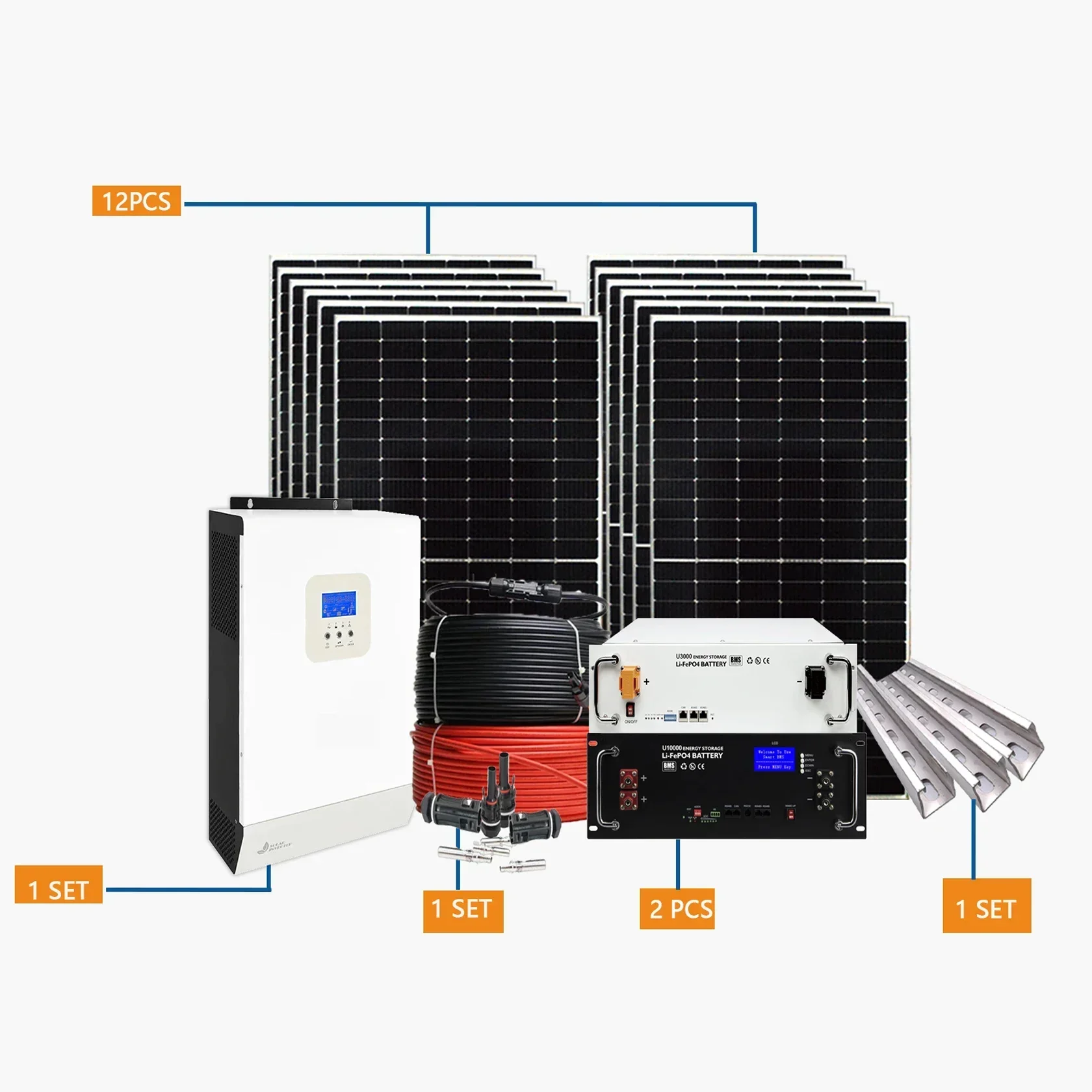 

Longi Jinko 545W 550W 555W Solar Panels For Solar System 5kw 8kw 10kw 20kw Lithium Battery 48v Solar Mounting System