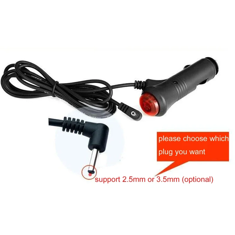 DC 2.5mm/3.5mm Car Charger With On/Off Switch 12V Car Cigarette Lighter Power Adapter Plug Cable For Battery Charger GPS Radar