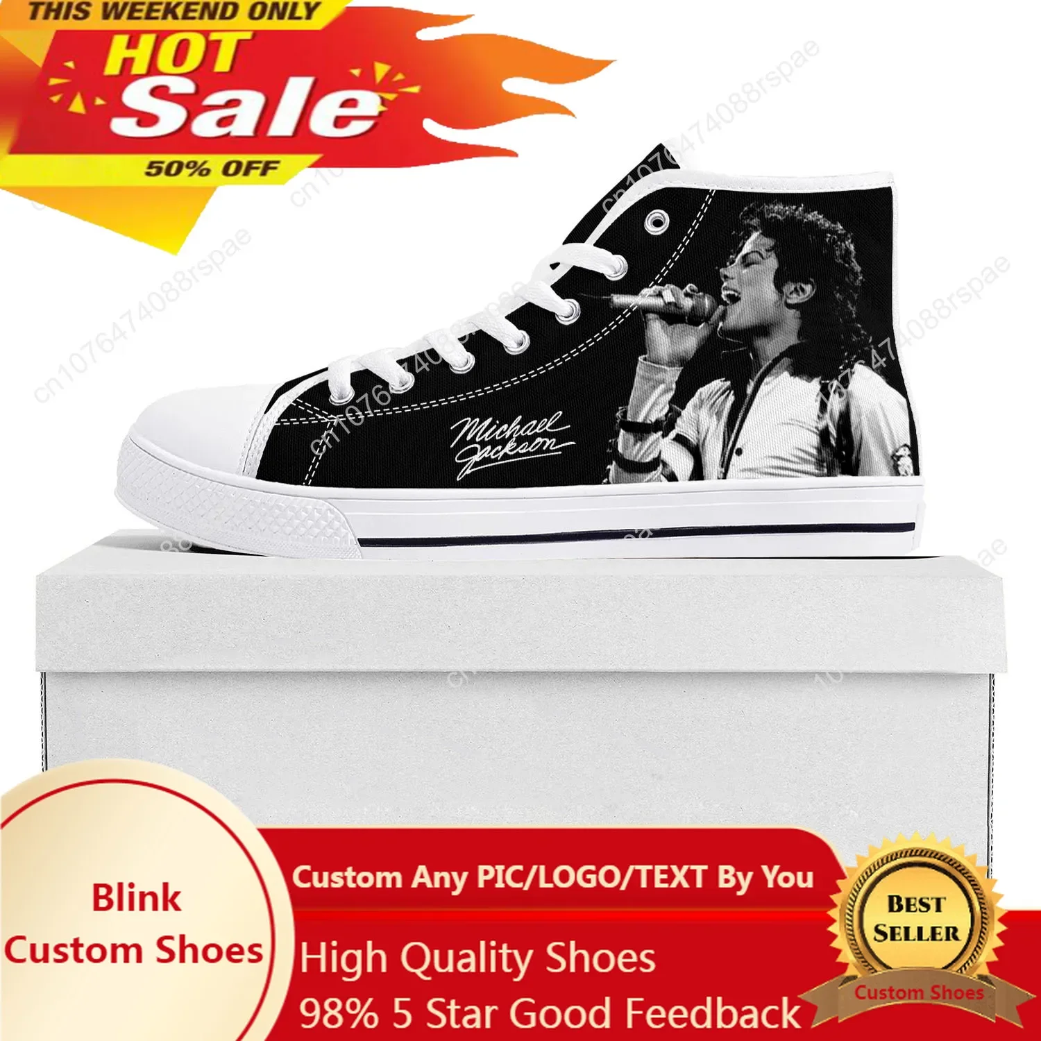 Baskets en toile personnalisées pour hommes et femmes, Michael Jackson, chanteur pop, séparés eur, chaussures de couple de rencontre, chaussures de haute qualité