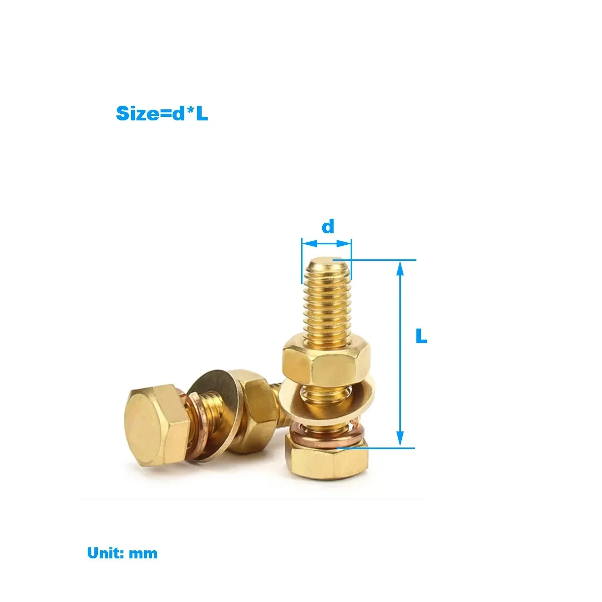 

Brass Outer Hexagon Bolt Set / Copper Outer Hexagon Screw And Nut Combination M4M5M6M8M10M12