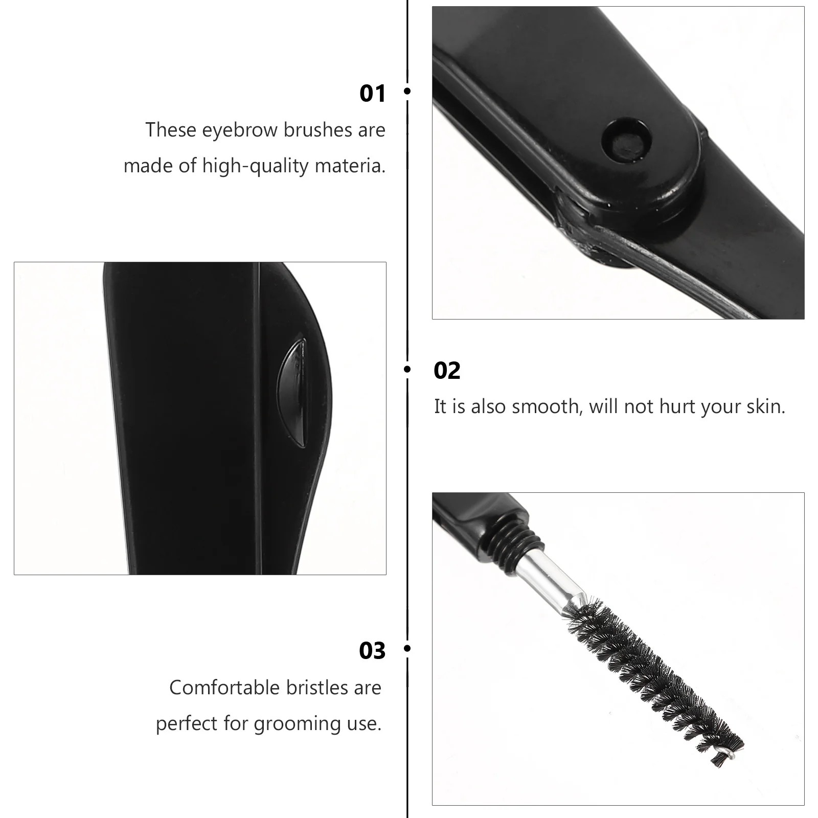 6 pçs escova de pente de cílios de ponta dupla leve modelador de sobrancelha para alongar e modelar cílios preto dobrável sobrancelha