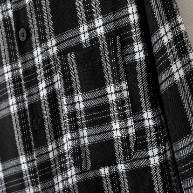 Autumn new thick casual men's long sleeved shirt loose retro women's trendy plaid shirt clothing