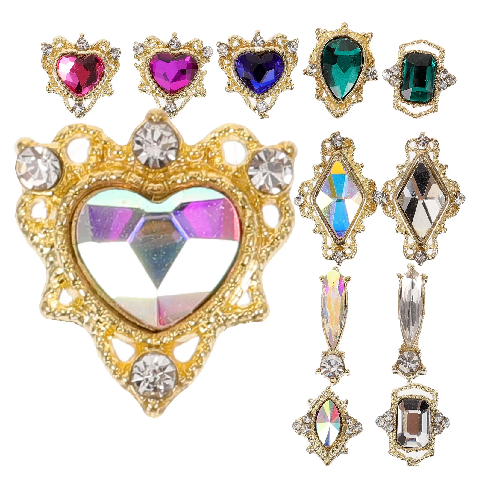 1 Juego de diamantes de imitación de corazón de cristal, suministros llamativos para decoración de uñas, diamantes de imitación brillantes para uñas postizas naturales, regalo romántico para mujeres