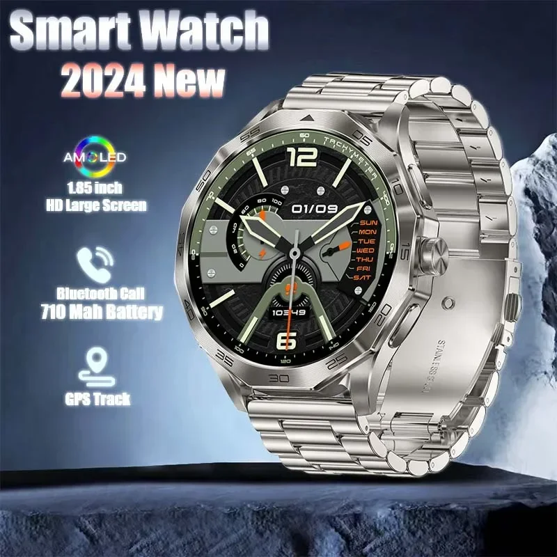 

2024 New Men's Premium Sports Smartwatch - BT Call, 1.85" Display, Waterproof, GPS Tracking, Compass, 710mAh Power.