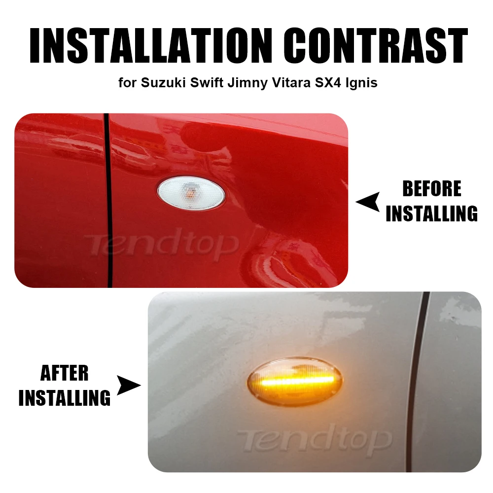 2Pcs Dynamic Blinker LED Turn Signal Repeater Sequential Light Flashing Side Marker Lamp For Suzuki Swift Jimmy Vitara SX4 Alto view 5