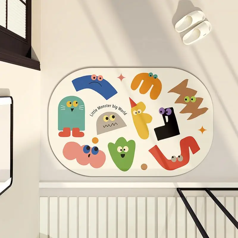 

Batoom Entrance Mat Qui Dry Silica Clay Water Absorbent Cartoon Monster Design Non Slip Floor Rug Home Batoom Mat