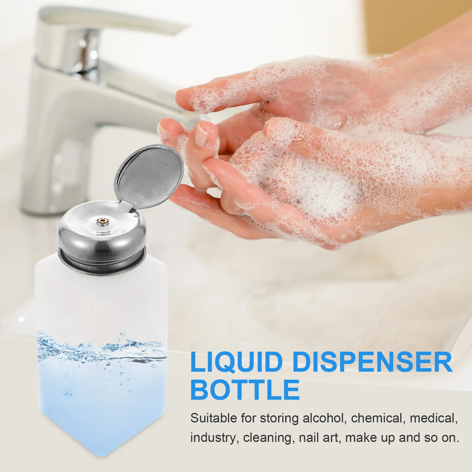 2Pcs 250Ml Anti Static Pump Dispenser Bottle Alcohol Storage Container Stainless Steel Top Leak Proof Cover Liquid Dispenser