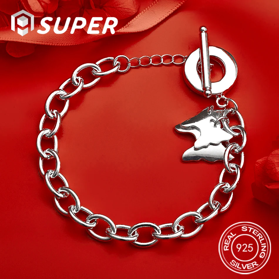 

ALISuper 925 Sterling Silver 8 Inch Exquisite Double Layer Butterfly Bracelet Women's Fashion Jewelry Wedding Party Accessories