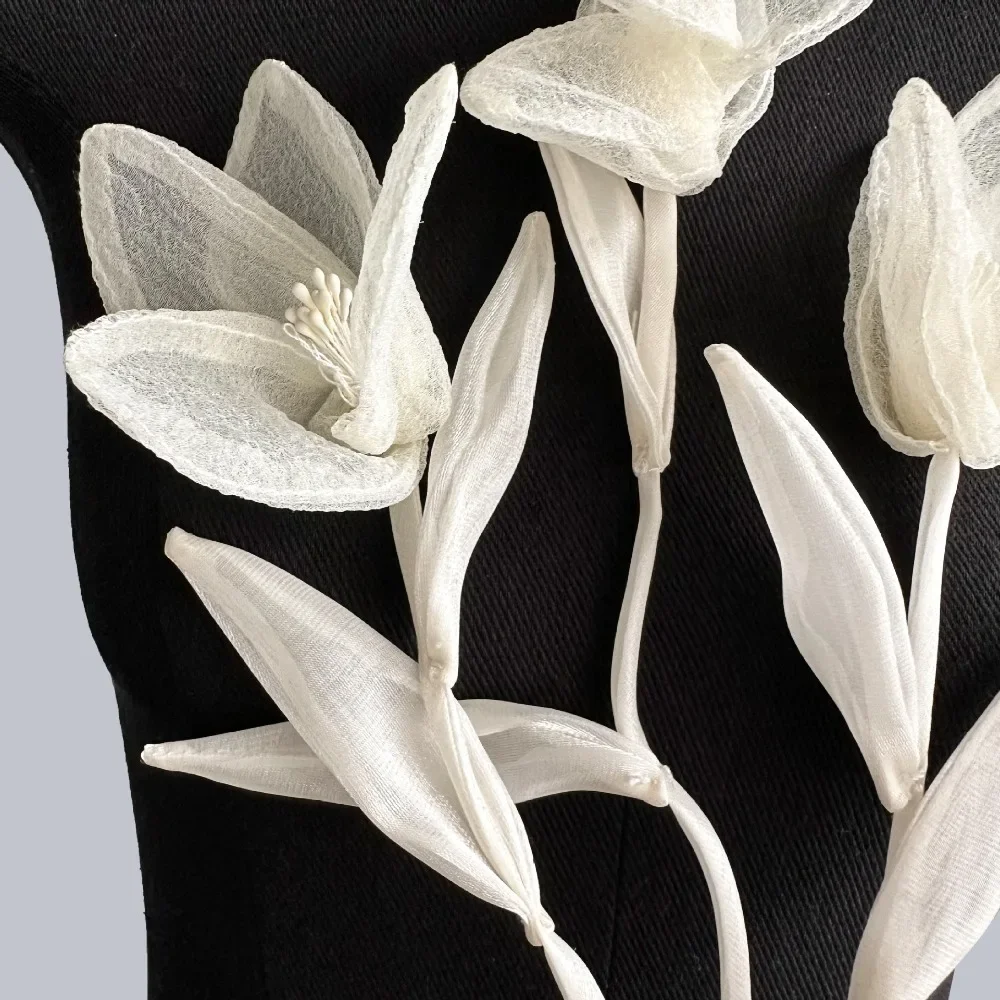 

Simplicity Organza Solid Color Clothing Accessories Flower Shape DIY Simulation Flower Accessories Clothing Accessories