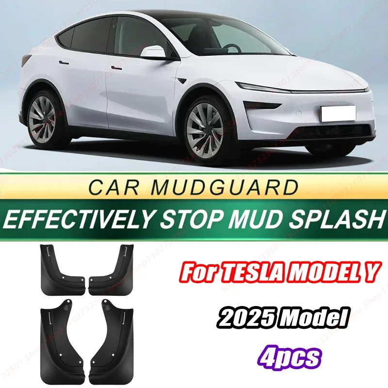 For TESLA MODEL Y 2025 Model 4PCS Front Rear Mud Flaps Splash Guards Fender Mudguards Auto Accessories