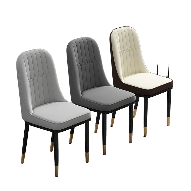 

Modern Luxury Metal Dining Chair White Faux Leather Upholstery Minimalist Nordic Design for Hotel Restaurant for Living Room Use