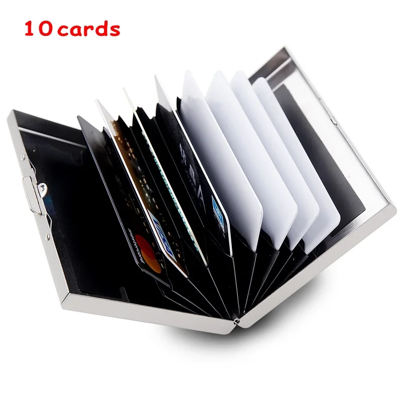 Portefeuille porte-cartes multifonctionnel et fin en acier inoxydable pour hommes et femmes, idéal pour 6, 8 ou 10 cartes – Nouveauté !