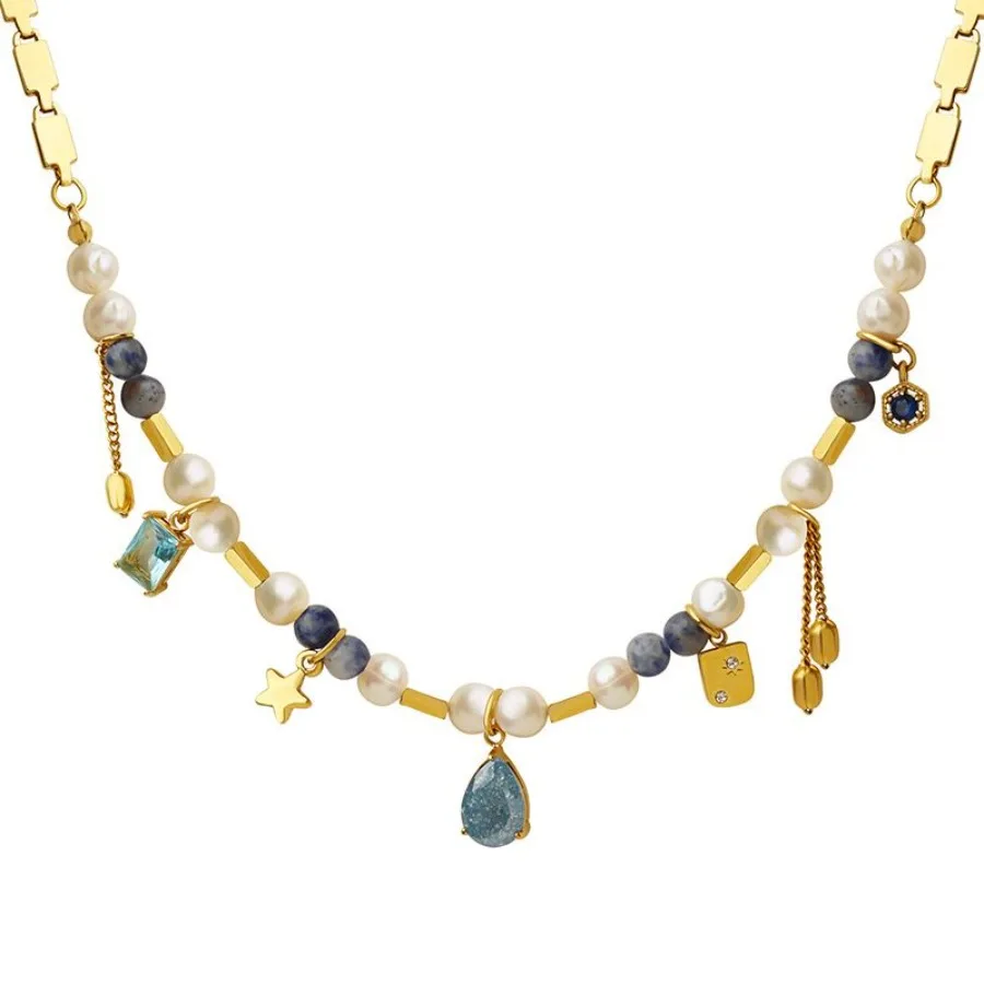 

French Style Multimaterial Splicing Necklace