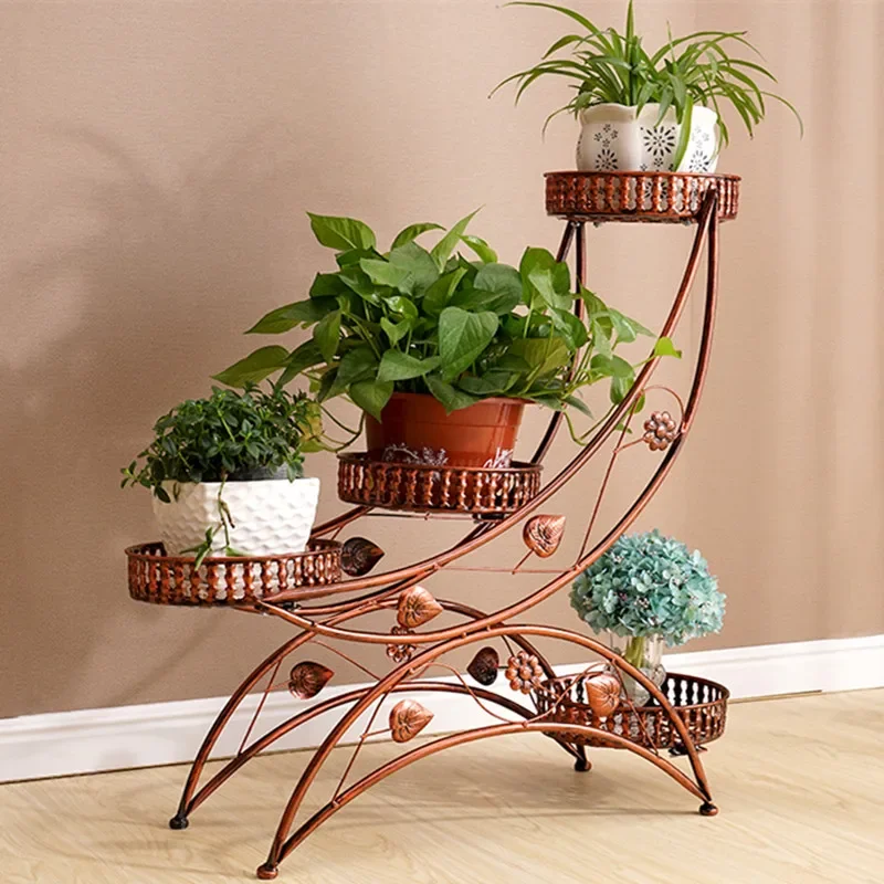 Multi story floor standing internet celebrity flower rack assembly, living room balcony, minimalist rural bonsai rack