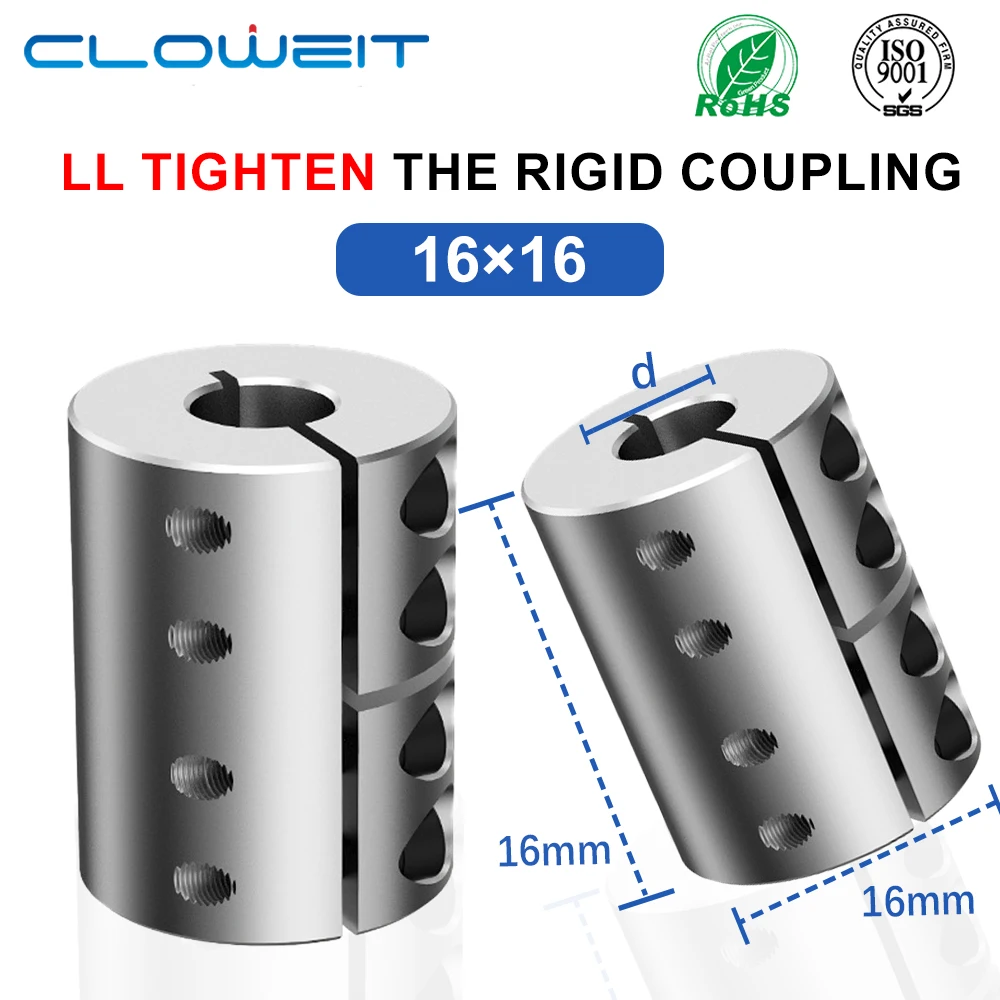 Cloweit D16L16 Aluminum Encoder Shaft Rigid Coupling Integral High Torque Coupler 3 4 5 8 mm Bore Diameter