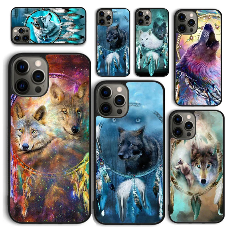 Dream Catcher Feather Wolf Phone Case For iPhone 16 15 SE2020 14 Max 7 8 Plus 11 12 13 Pro Max Mini Phone Cover coque Fundas