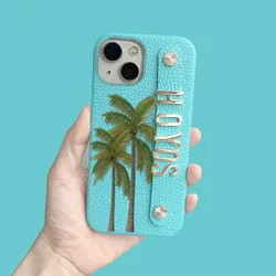 Personalized Customized Metal Name Letter Leather Case For Iphone 15 pro max 14 13 Pro Max 12 16 11 kafr letters Luxury Covers