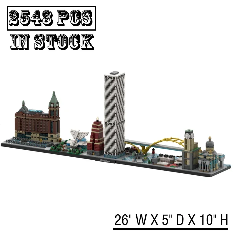 New MOC-110898  Milwaukee Skyline The Courthouse City StreetView Modular Building Blocks Bricks Toys for Kids Birthday Gifts