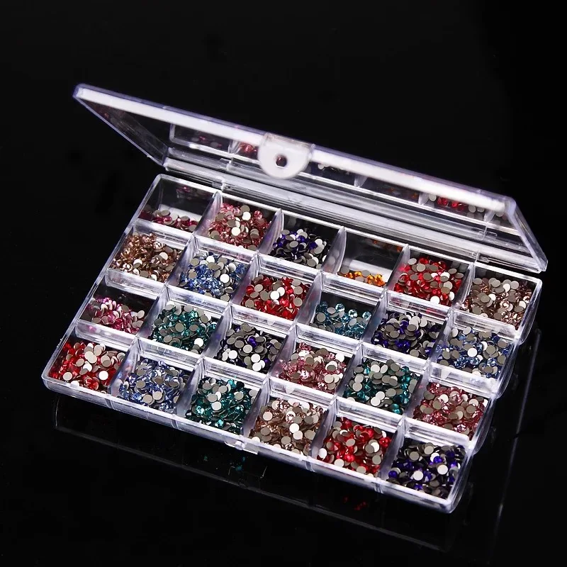 24 Grid Clear Box Plastic Empty Storage Box Organizer Cosmetic Nail Art Rhinestone Jewelry Beads Case Portable Storage Container