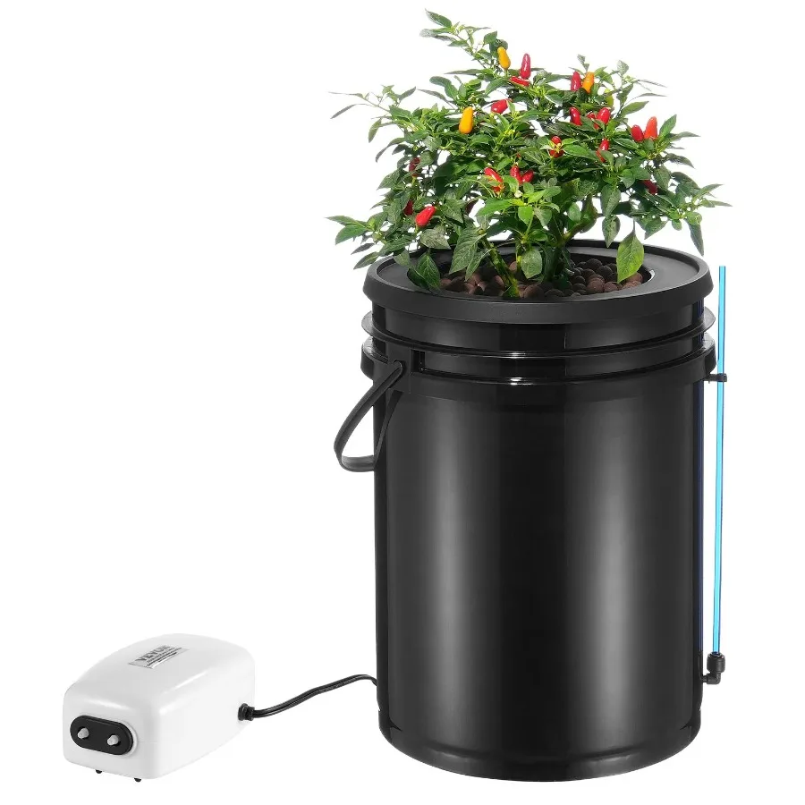 

DWC Hydroponics Grow System Deep Water Culture with Top Drip 1 Bucket 5Gal