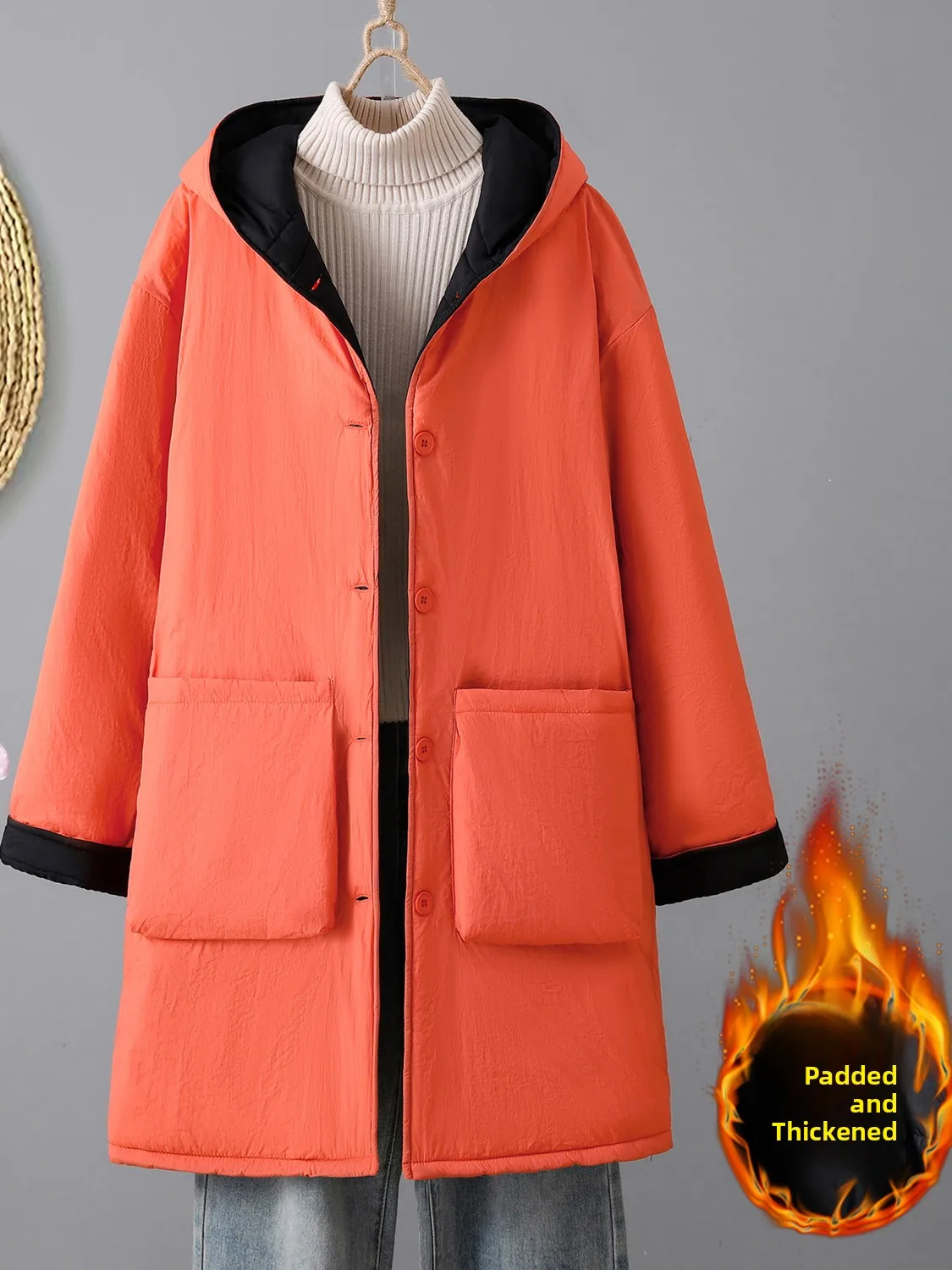 

Thiened Cotton Linen Casual Warm Coat 2025 Winter Sle Mid-Length Loose Fit Cotton Jaet Brand Tailored Commute Lady