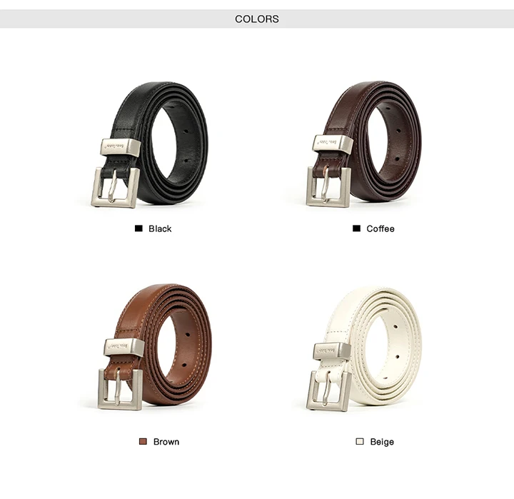BEAUTODAY Casual Belts Women Cow Split Solid Color Square Buckle Ladies Modern Style Jeans Dress Accessories Waistband 91099