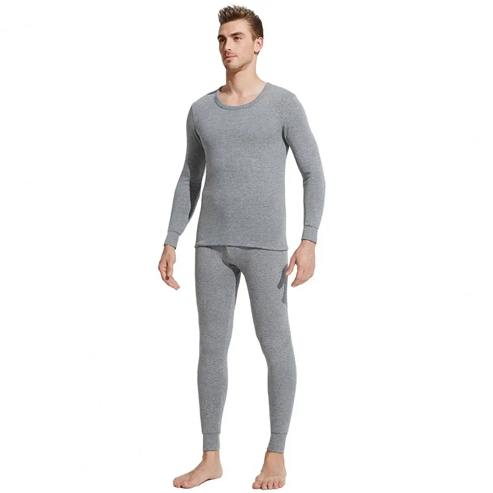 Conjunto de pijama forrado de lã grossa masculina, Elastic Long Johns, camada esportiva, Homewear, top térmico, calça, inverno, 2 peças por conjunto