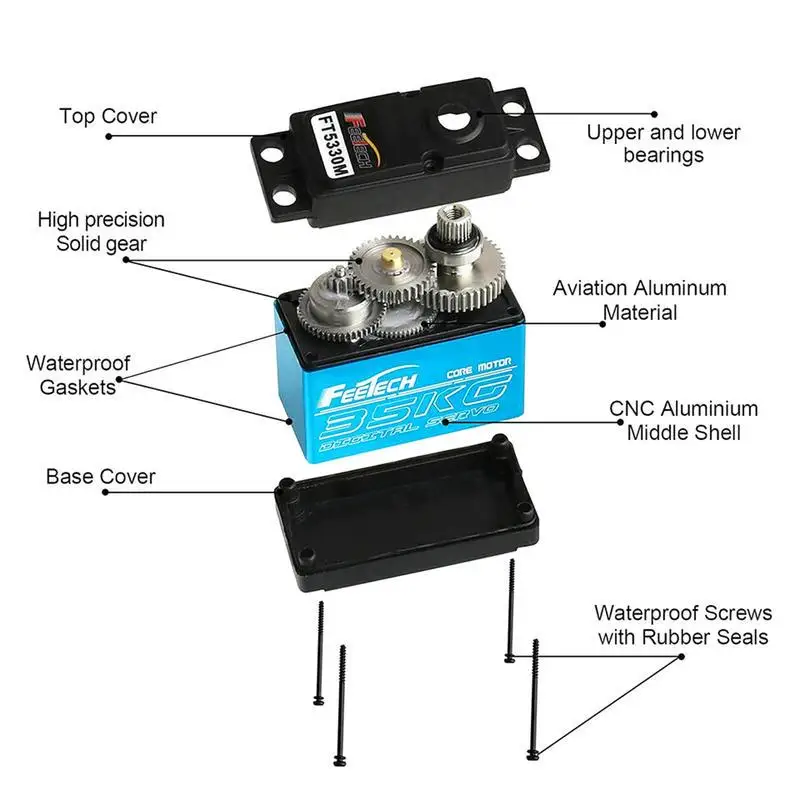 Feetech FT5330M 35KG Digital Servo RC Steel Gear 180 Degree 25T Metal Arm 7.4V Robot RC Servo Motor for RC Drift Car Helicopter