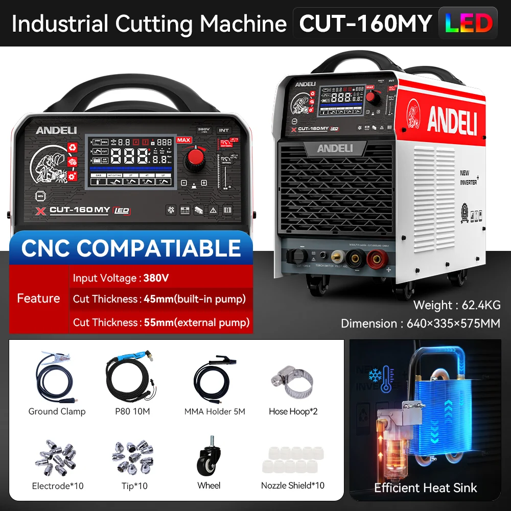 

Andeli 385V CUT 160 Пилотная дуга с ЧПУ для тяжелой производства 2 в 1MMA Станок плазменной резки