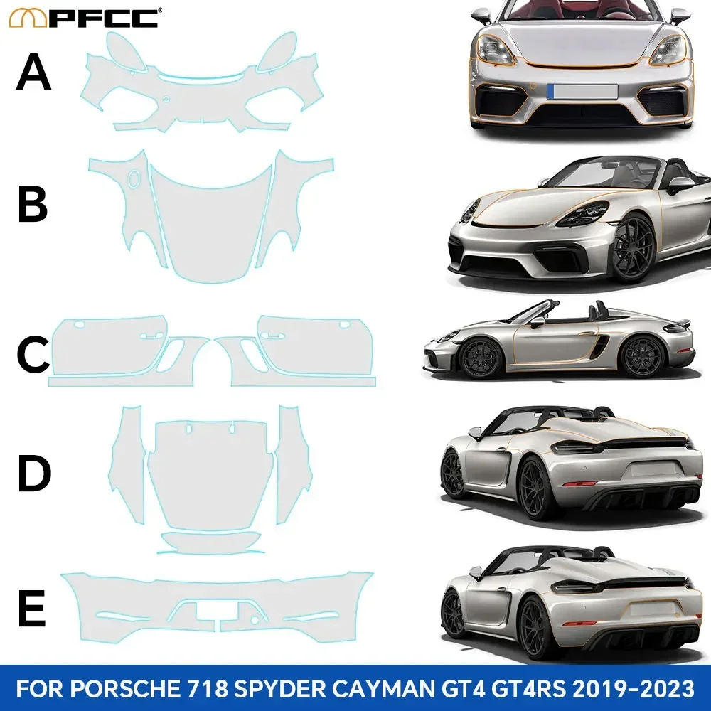 PPF for Porsche 718 Spyder Cayman GT4 GT4RS 2019-2023 Pre Cut Paint Protection Film Clear Kit Bra 8.5mil Invisible TPU