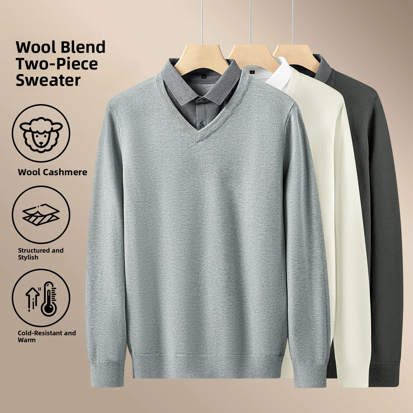 

Comfortable Faionable Men's V-Ne Sweater Versatile Sli Knitwear Casual Basic Long Sve round Ne Debranded New Arr...