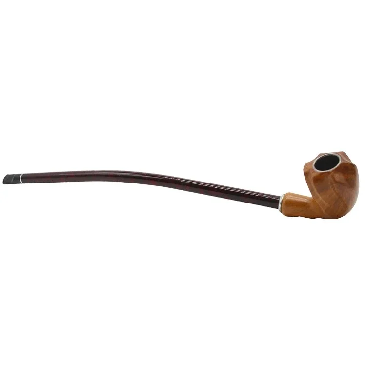 Pipa de resina de madera tallada con mango largo, soporte para cigarrillos, clásico, exquisito, para fumar tabaco, regalo con caja, nuevo, 410mm