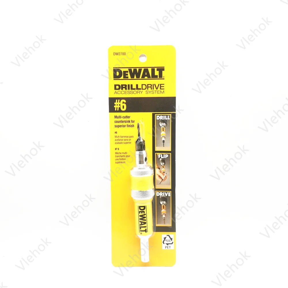 DEWALT DW2700 DW2701 DW2702 6mm 8mm 10mm #6 #8 #10 Drill Flip Drive Complete Unit  2 in 1 Countersink Wood Drill Bit