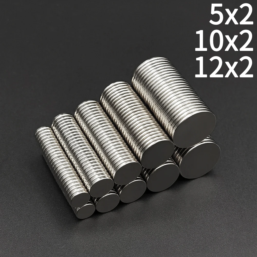 דיסק מגנטי עוצמתי חזק במיוחד N35 ניאודימיום 5x2, 10x2, 12x2 עגול Imanes