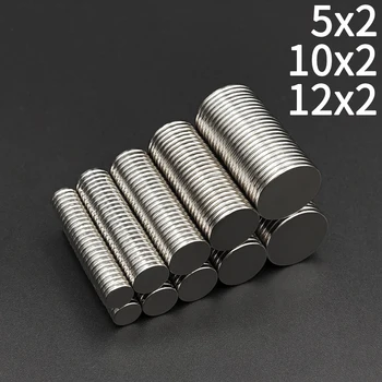 דיסק מגנטי עוצמתי חזק במיוחד N35 ניאודימיום 5x2, 10x2, 12x2 עגול Imanes