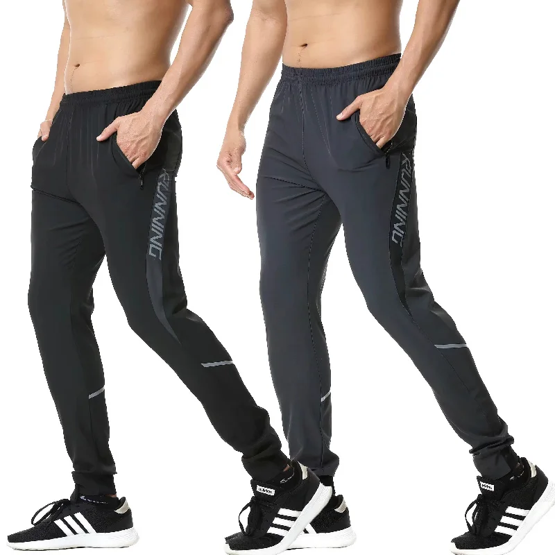 Men Running Pants zipper Reflective Football Soccer Sporting pant Training sport Pants Legging jogging Gym Trousers