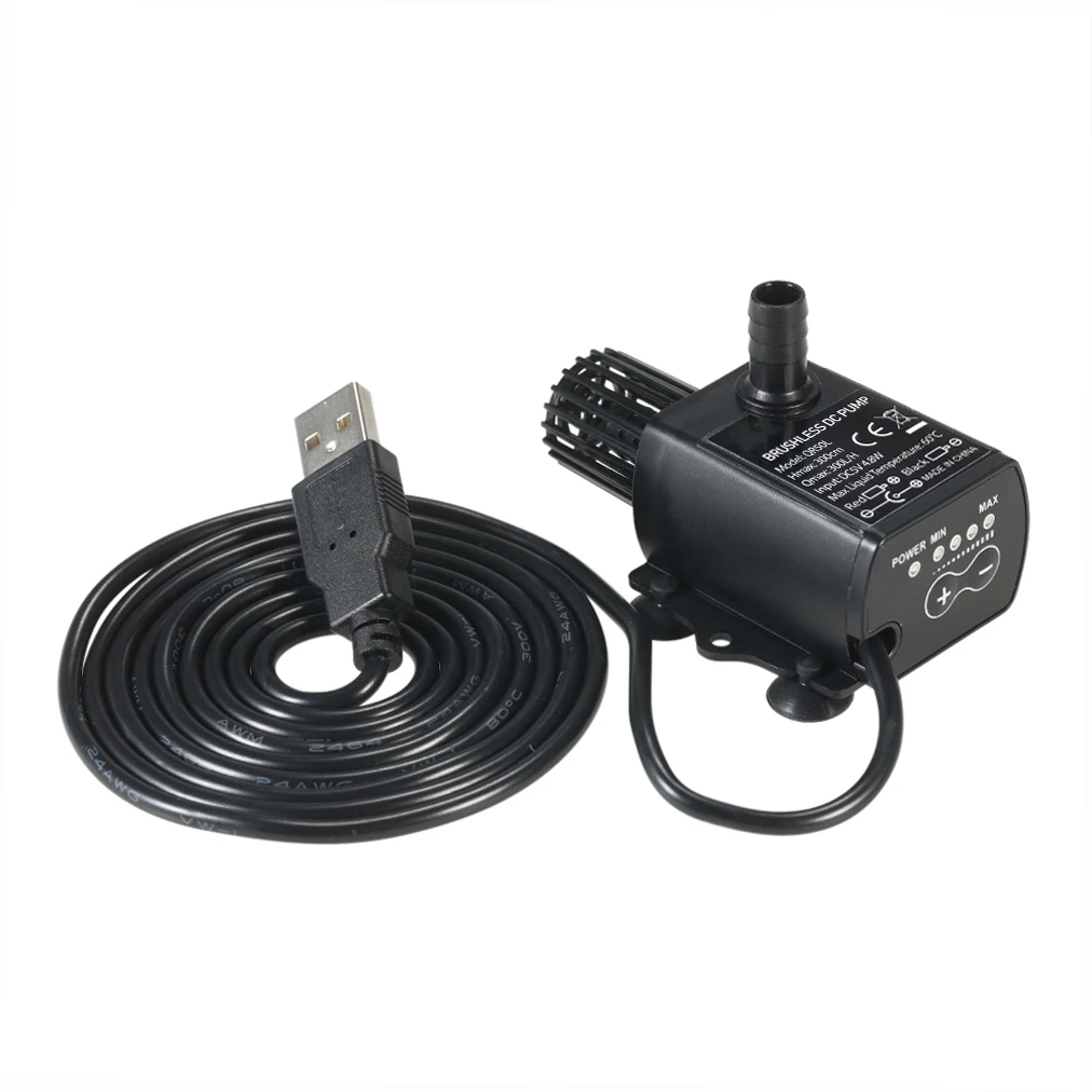 Decdeal Ultra-quiet Mini USB DC5V 4.8W 300L/H Lift 300cm Brushless Water Pump Waterproof Submersible Fountain with Flow Adjustme