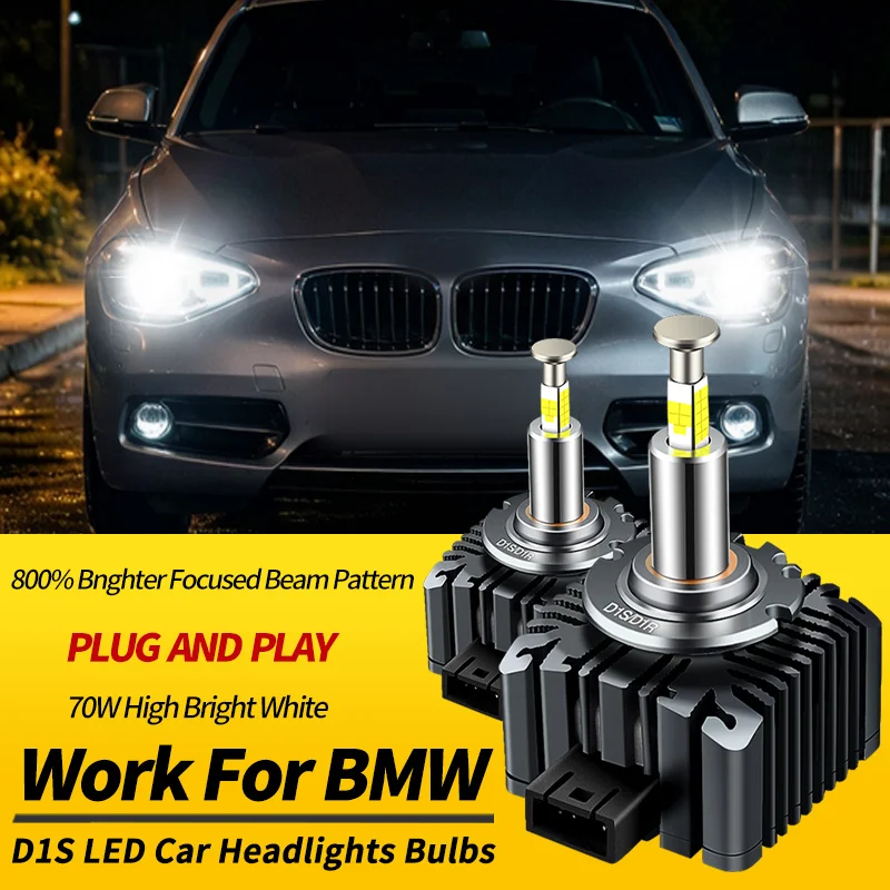 2PCS D1S 70W LED Headlights Bulbs Canbus For BMW F20 F21 2012-2014 E81 E82 E87 E88 2004-2012 135i 2008-2013 F22 F87 F23 2012-up