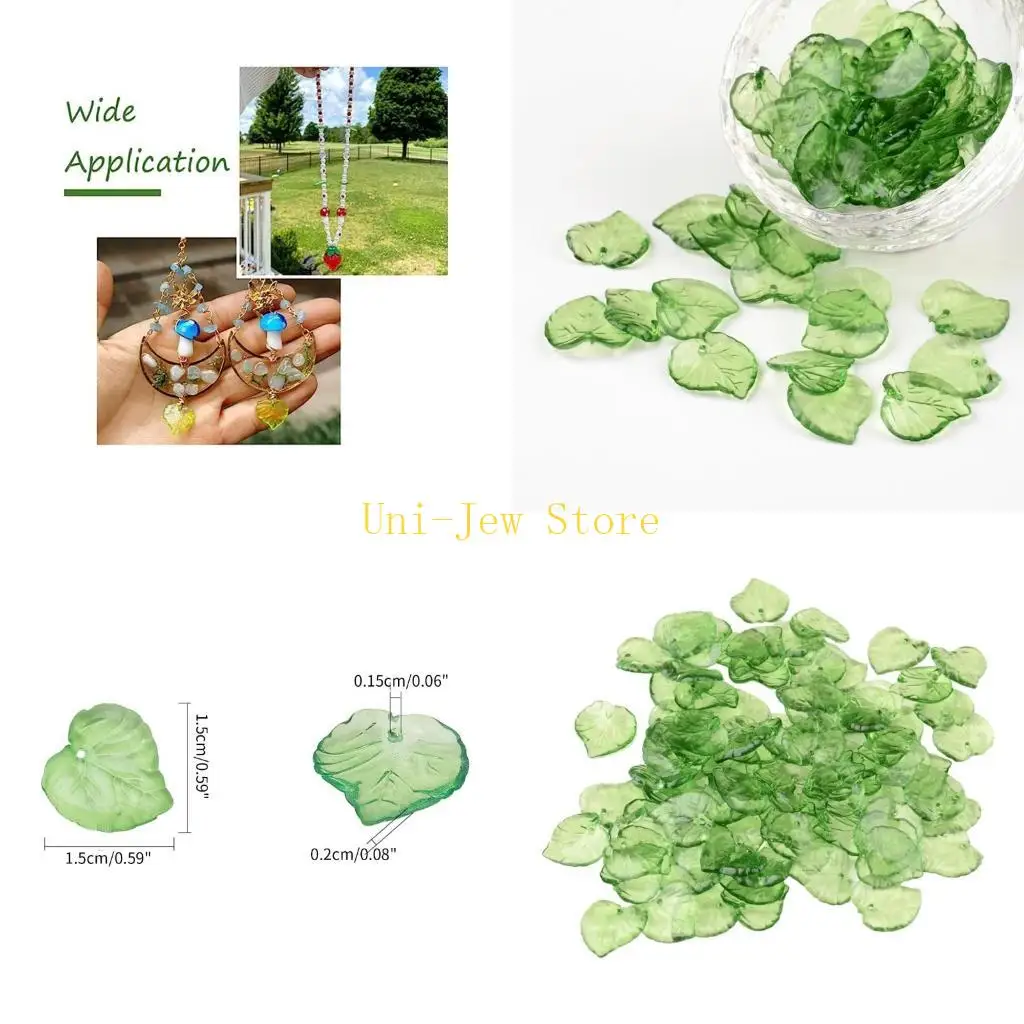 

40GB Set of 100 Leaf Charm Pendants for Women DIY Keychain Earrings Jewelry Necklaces