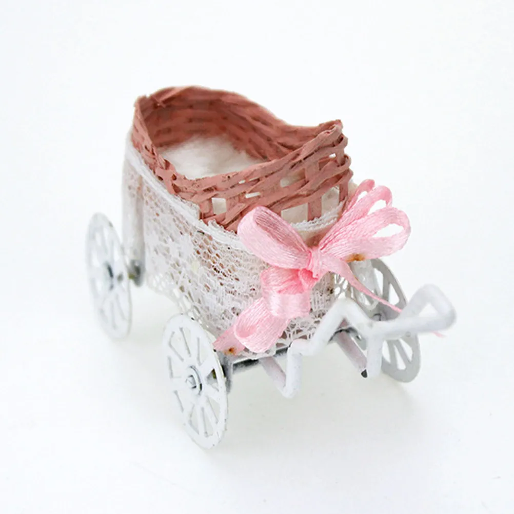 

Miniature Stroller High Detail Craftsmanship Lightweight Space Saving for Mini House Decoration Birthday Party Gift Imaginative