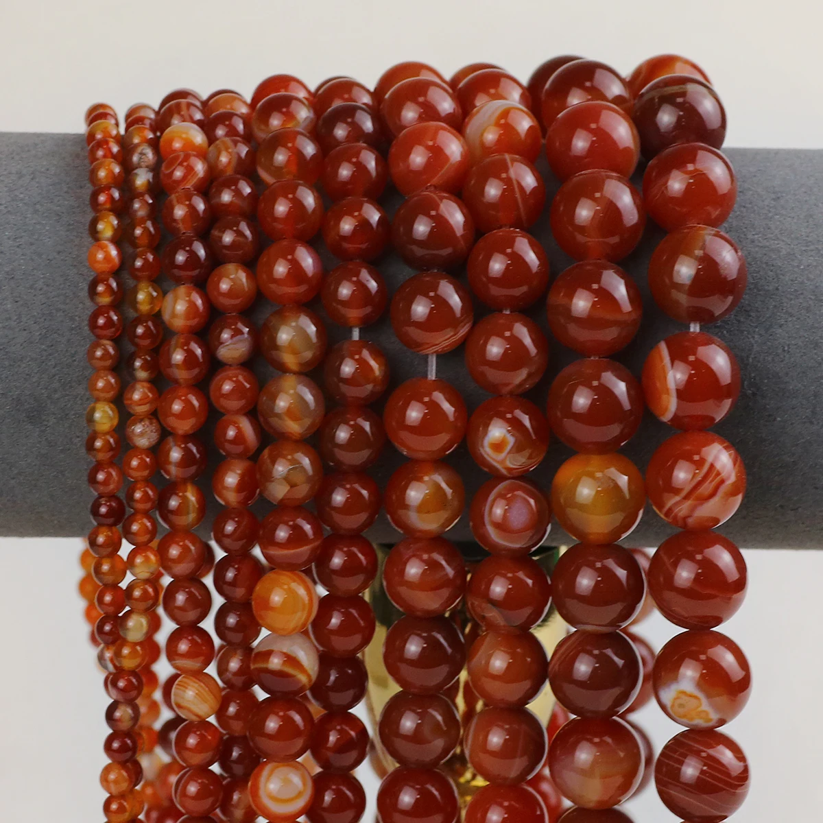 Natural Stone Red Stripe Banded Carnelian Round Loose Spacers Beads For 4/6/8/10/12MM Jewelry Making DIY Bracelets Accessories